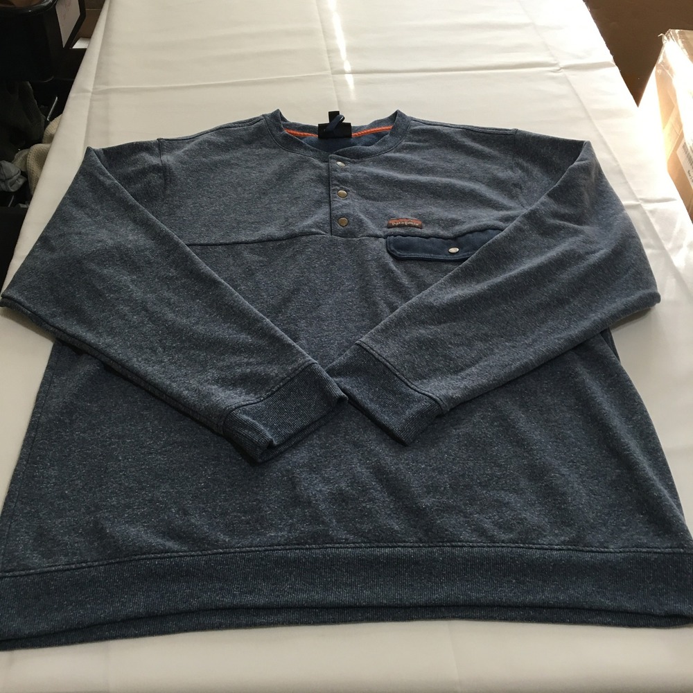 Patagonia Men's Hemp Sweatshirt 2XL Blue Henley Pullover Snap-T